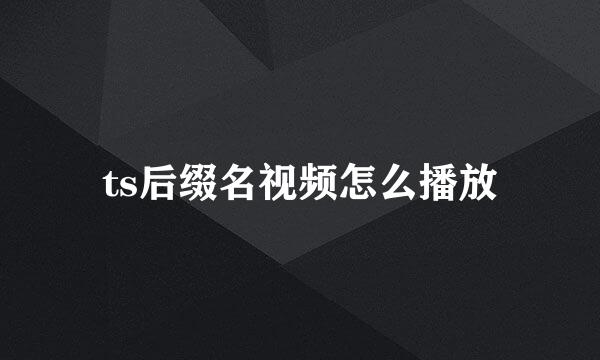 ts后缀名视频怎么播放