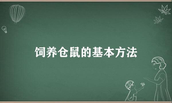 饲养仓鼠的基本方法