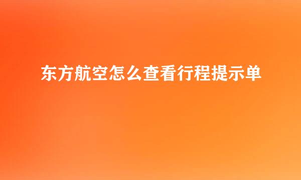 东方航空怎么查看行程提示单