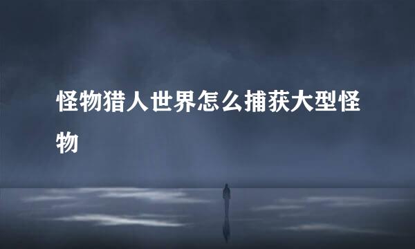 怪物猎人世界怎么捕获大型怪物