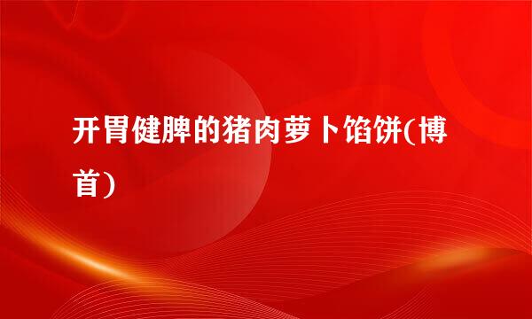 开胃健脾的猪肉萝卜馅饼(博首)