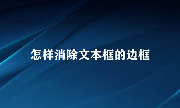 怎样消除文本框的边框