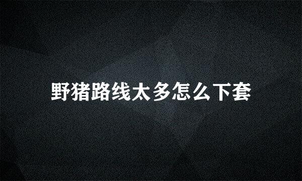 野猪路线太多怎么下套