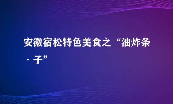 安徽宿松特色美食之“油炸条·子”