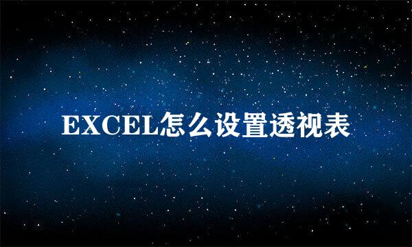EXCEL怎么设置透视表