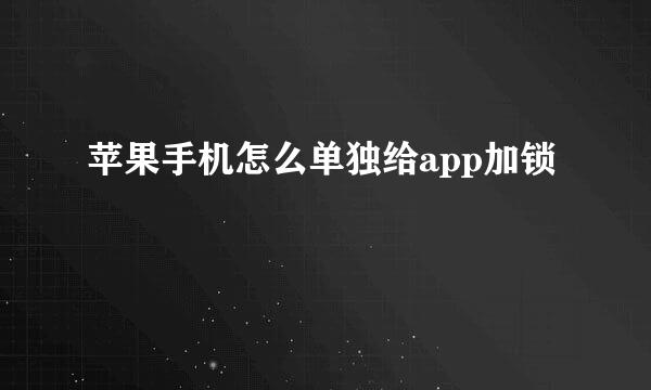 苹果手机怎么单独给app加锁