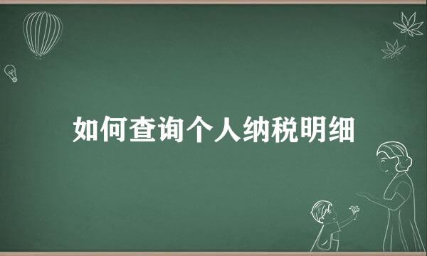 如何查询个人纳税明细