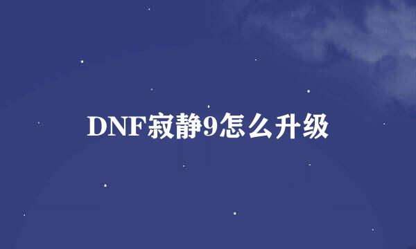 DNF寂静9怎么升级