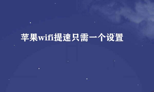 苹果wifi提速只需一个设置