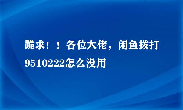 跪求！！各位大佬，闲鱼拨打9510222怎么没用