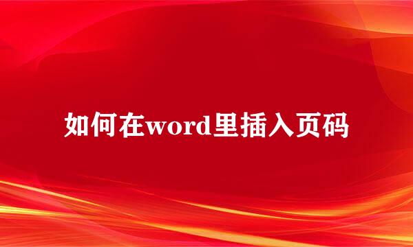 如何在word里插入页码