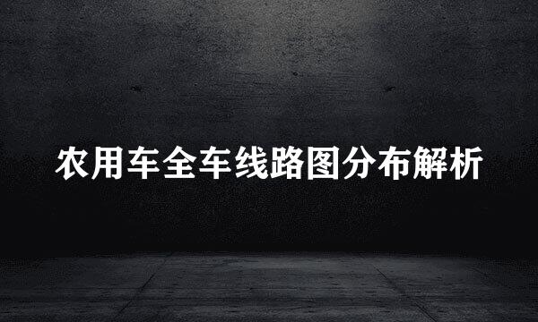 农用车全车线路图分布解析