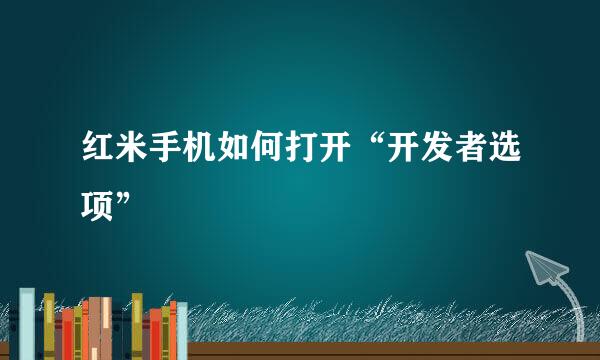 红米手机如何打开“开发者选项”