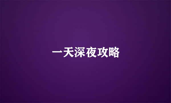 一天深夜攻略