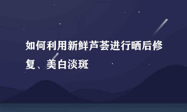如何利用新鲜芦荟进行晒后修复、美白淡斑