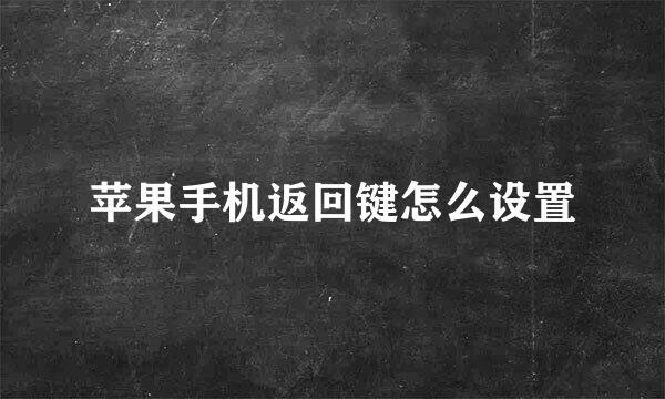 苹果手机返回键怎么设置