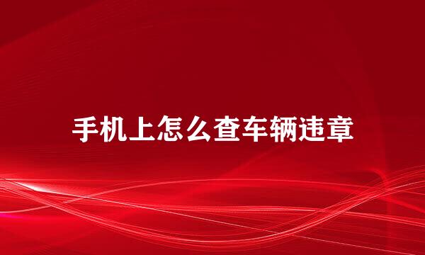 手机上怎么查车辆违章