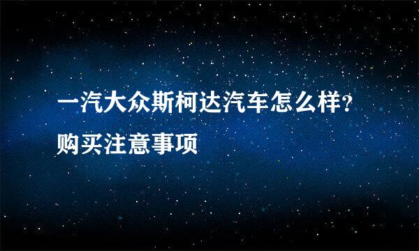 一汽大众斯柯达汽车怎么样？购买注意事项
