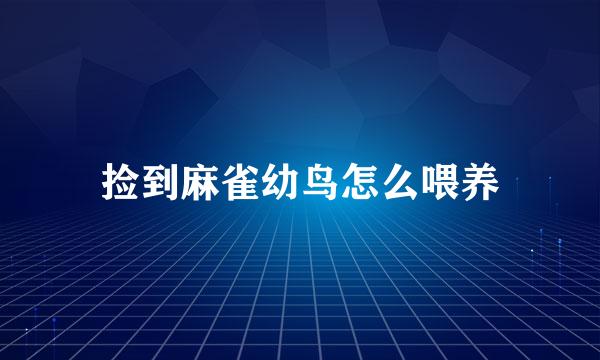 捡到麻雀幼鸟怎么喂养