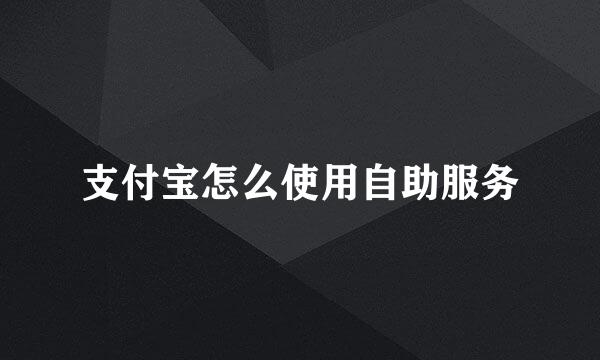 支付宝怎么使用自助服务