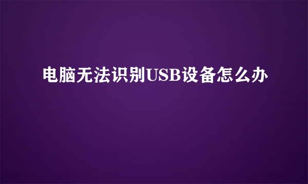 电脑无法识别USB设备怎么办