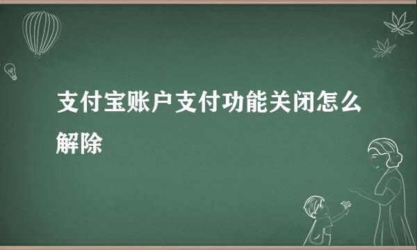 支付宝账户支付功能关闭怎么解除