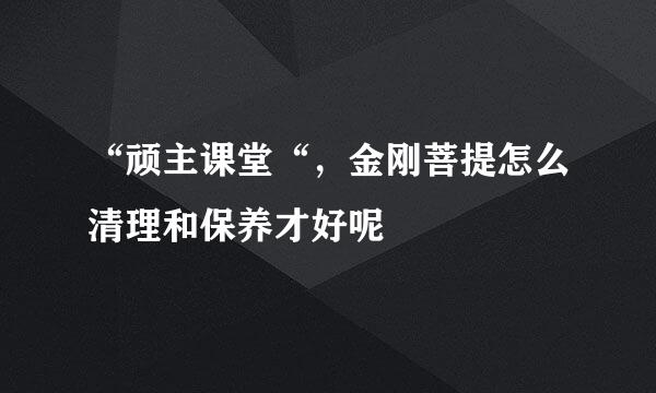 “顽主课堂“，金刚菩提怎么清理和保养才好呢