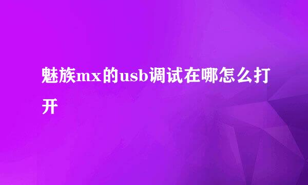 魅族mx的usb调试在哪怎么打开