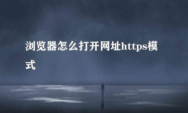 浏览器怎么打开网址https模式