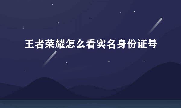 王者荣耀怎么看实名身份证号