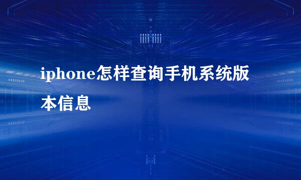 iphone怎样查询手机系统版本信息