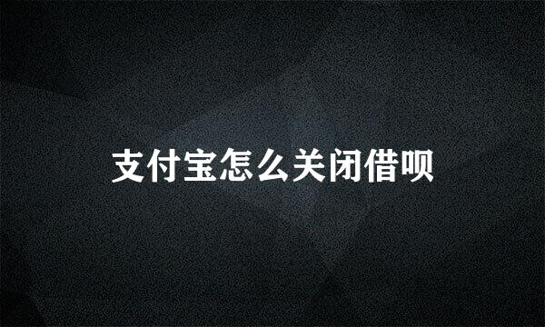 支付宝怎么关闭借呗