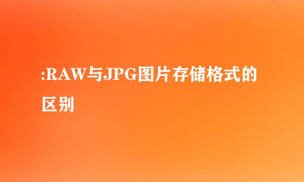 :RAW与JPG图片存储格式的区别