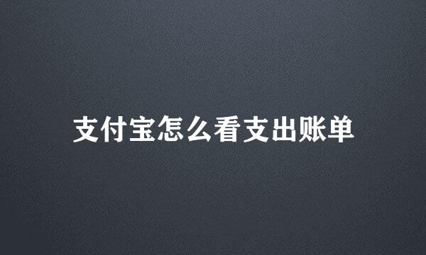 支付宝怎么看支出账单
