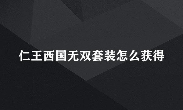 仁王西国无双套装怎么获得