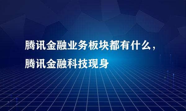 腾讯金融业务板块都有什么，腾讯金融科技现身