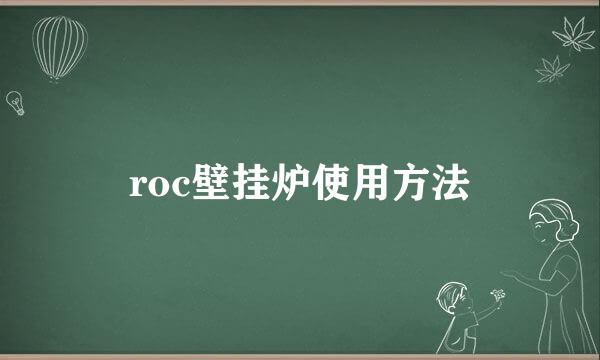 roc壁挂炉使用方法