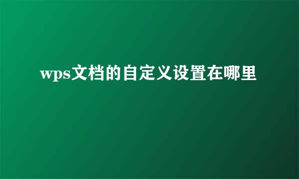 wps文档的自定义设置在哪里