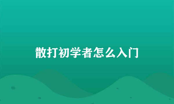 散打初学者怎么入门