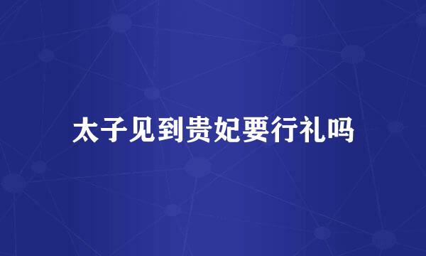 太子见到贵妃要行礼吗