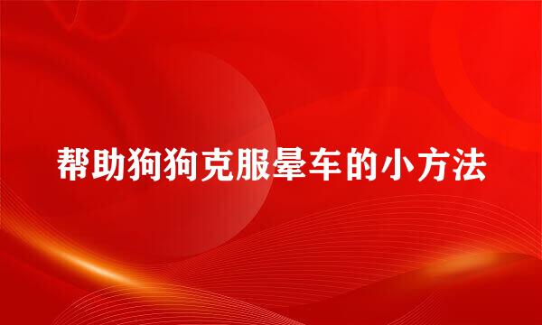 帮助狗狗克服晕车的小方法