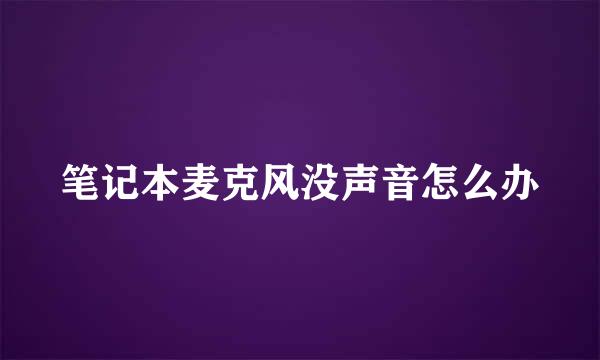 笔记本麦克风没声音怎么办