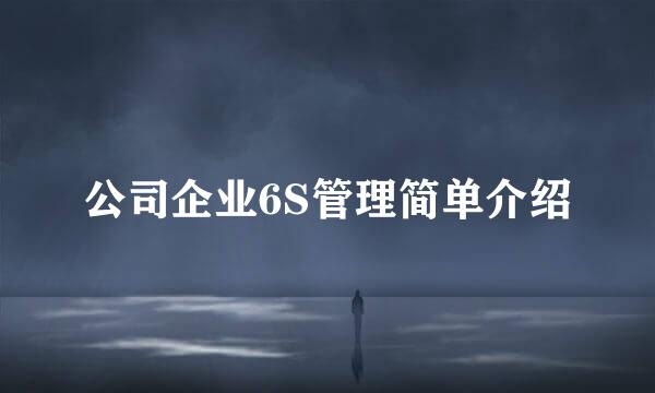 公司企业6S管理简单介绍