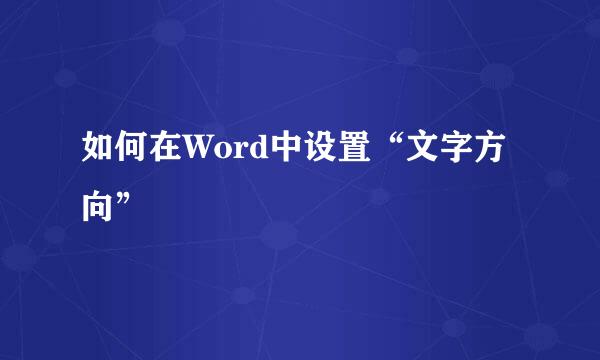 如何在Word中设置“文字方向”