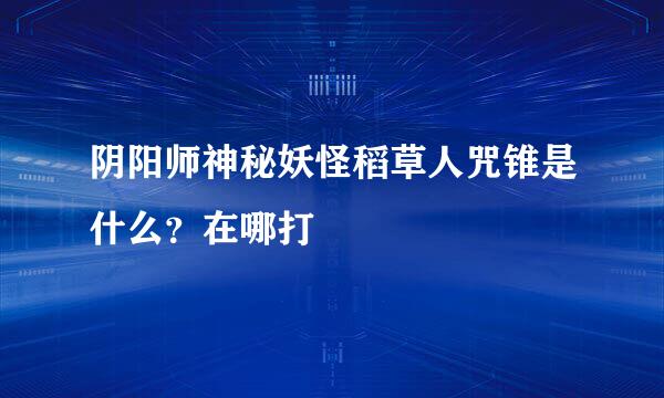 阴阳师神秘妖怪稻草人咒锥是什么？在哪打