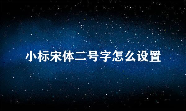 小标宋体二号字怎么设置