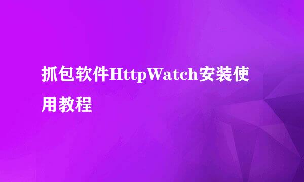 抓包软件HttpWatch安装使用教程