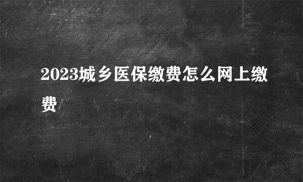 2023城乡医保缴费怎么网上缴费