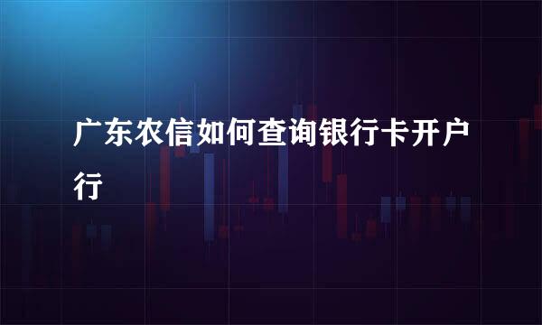 广东农信如何查询银行卡开户行