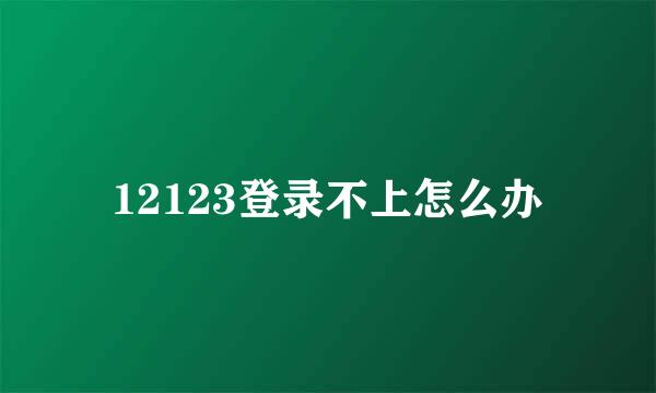 12123登录不上怎么办